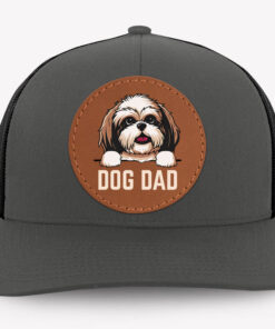 Dog Dad, Dog Mom, Personalized Trucker Leather Patch Hat, Custom Photo