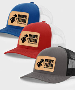 Alternative view of Hawk Tuah Spit On That Thang Girl Silhouette, Personalized Trucker Leather Patch Hat, Election 2024, Trending Hat