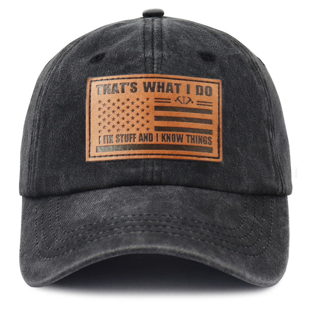I FIX Black Hat for Men Women, Adjustable Embroidered Wash Cotton Baseball Cap - Image 3