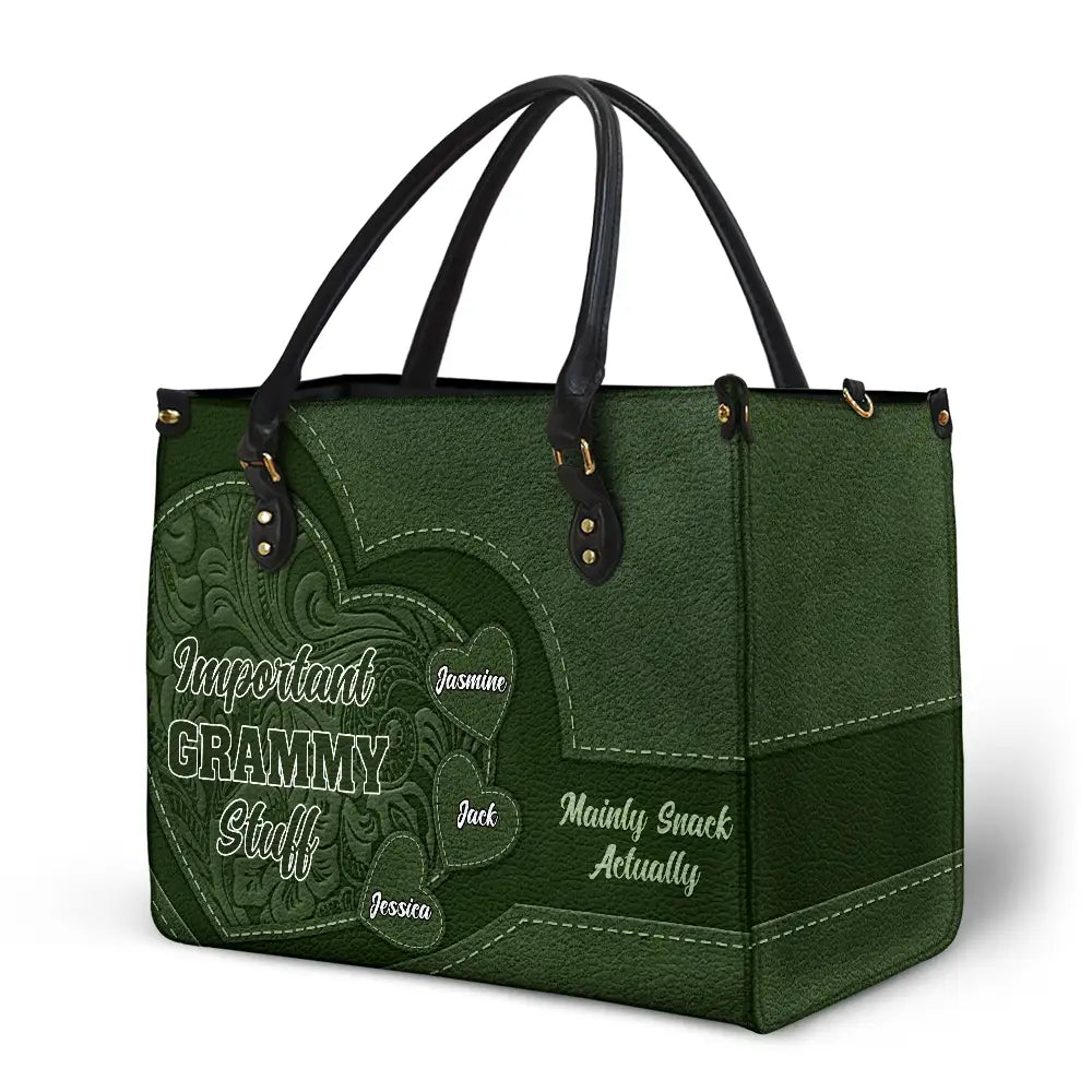Important Nana Stuff - Personalized Leather Bag - Image 2
