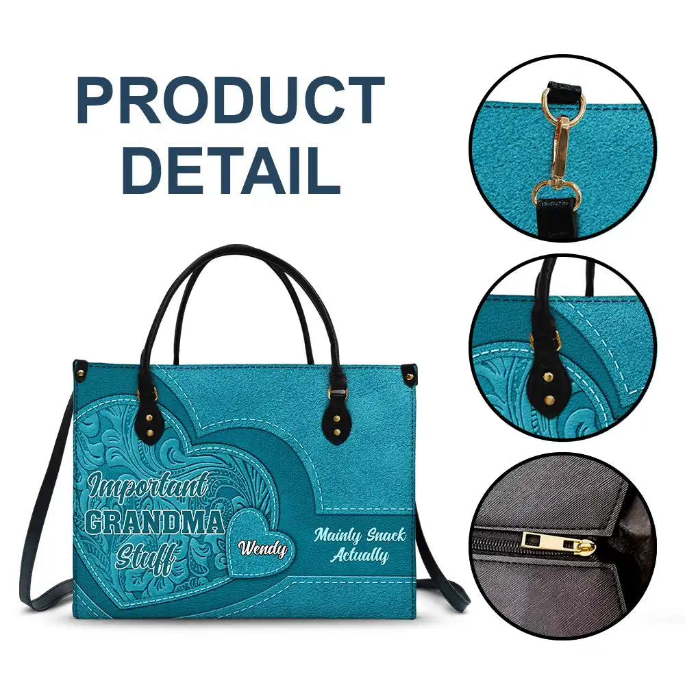 Important Nana Stuff - Personalized Leather Bag - Image 7