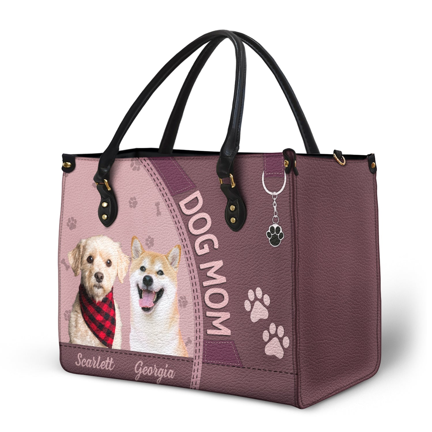 Custom Photo Dog Cat Mom - Gift For Cat Mom, Dog Mom, Pet Lovers - Personalized Leather Bag - Image 2
