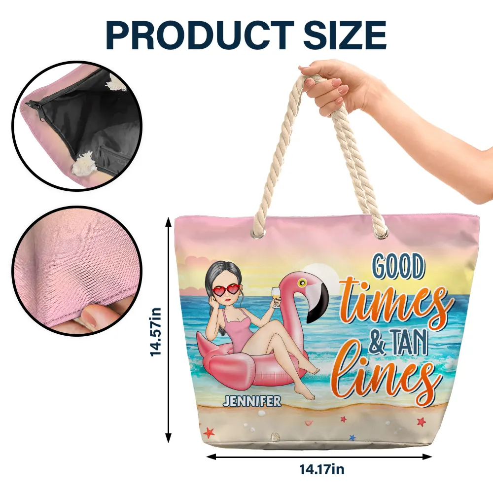 Sun Sand And A Drink In My Hand - Personalized Beach Bag - Image 5