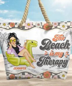 Alternative view of Flamingo Float Just A Girl Who Loves Beach - Personalized Beach Bag