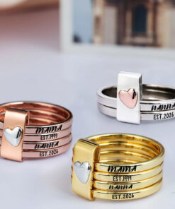 Alternative view of Beautiful Custom Jewelry For Grandma And Mom - Personalized Heart Stacking Rings