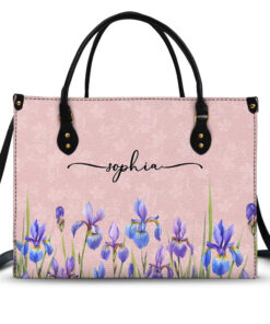 Birth Month Flower Watercolor Blooming In Love - Personalized Leather Bag