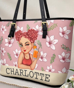 Alternative view of Birth Month Flowers Bloom Where You're Planted Women - Personalized Leather Tote Bag