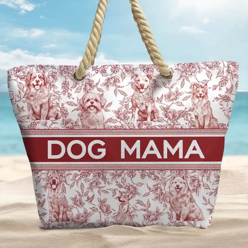 Chinoiserie Toile Dog Cat - Personalized Beach Bag - Image 2