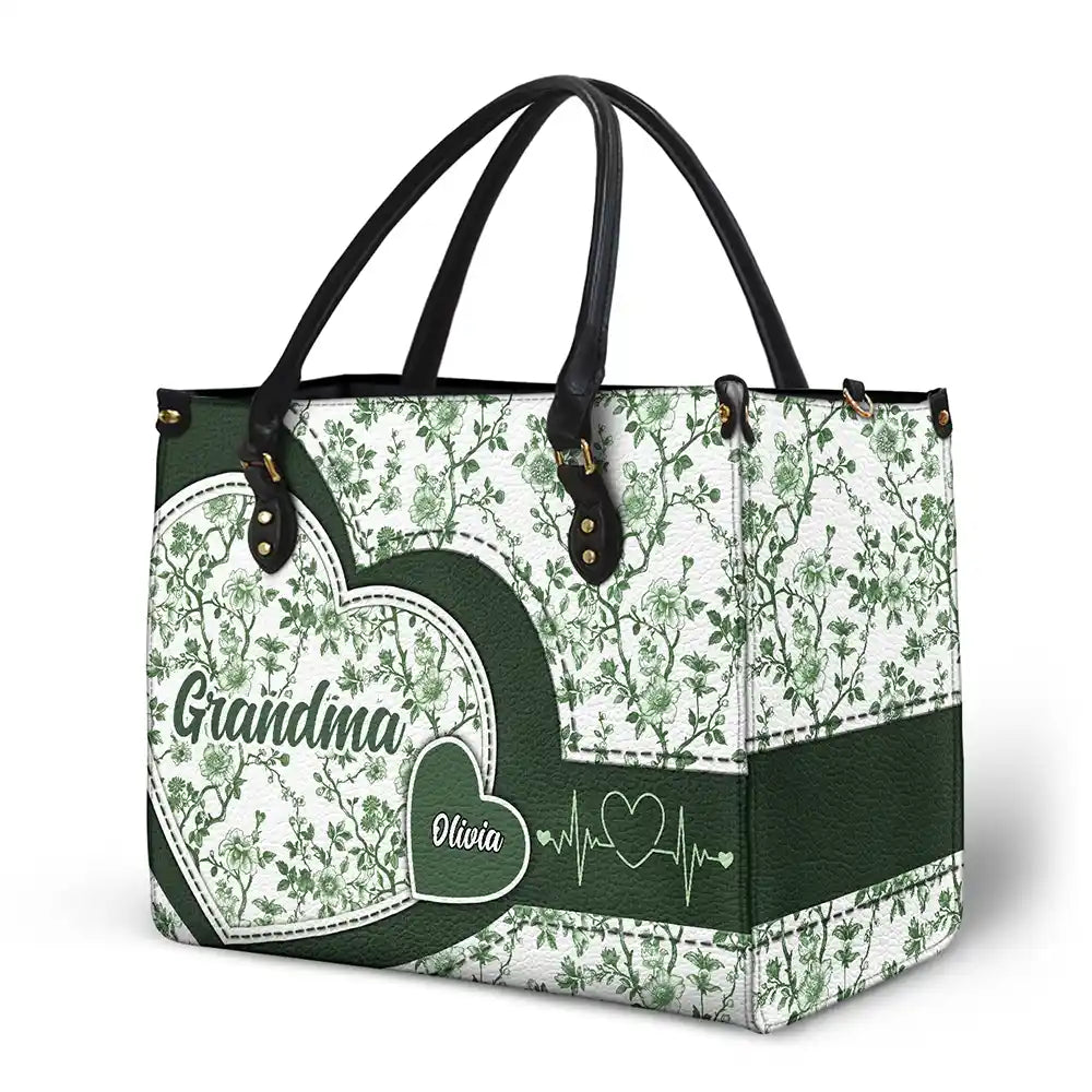 Chinoiserie Toile Grandma Mom - Personalized Leather Bag - Image 2
