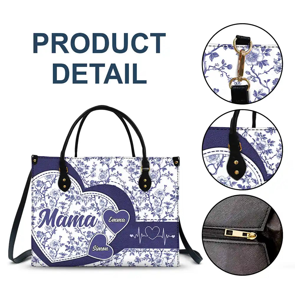 Chinoiserie Toile Grandma Mom - Personalized Leather Bag - Image 7