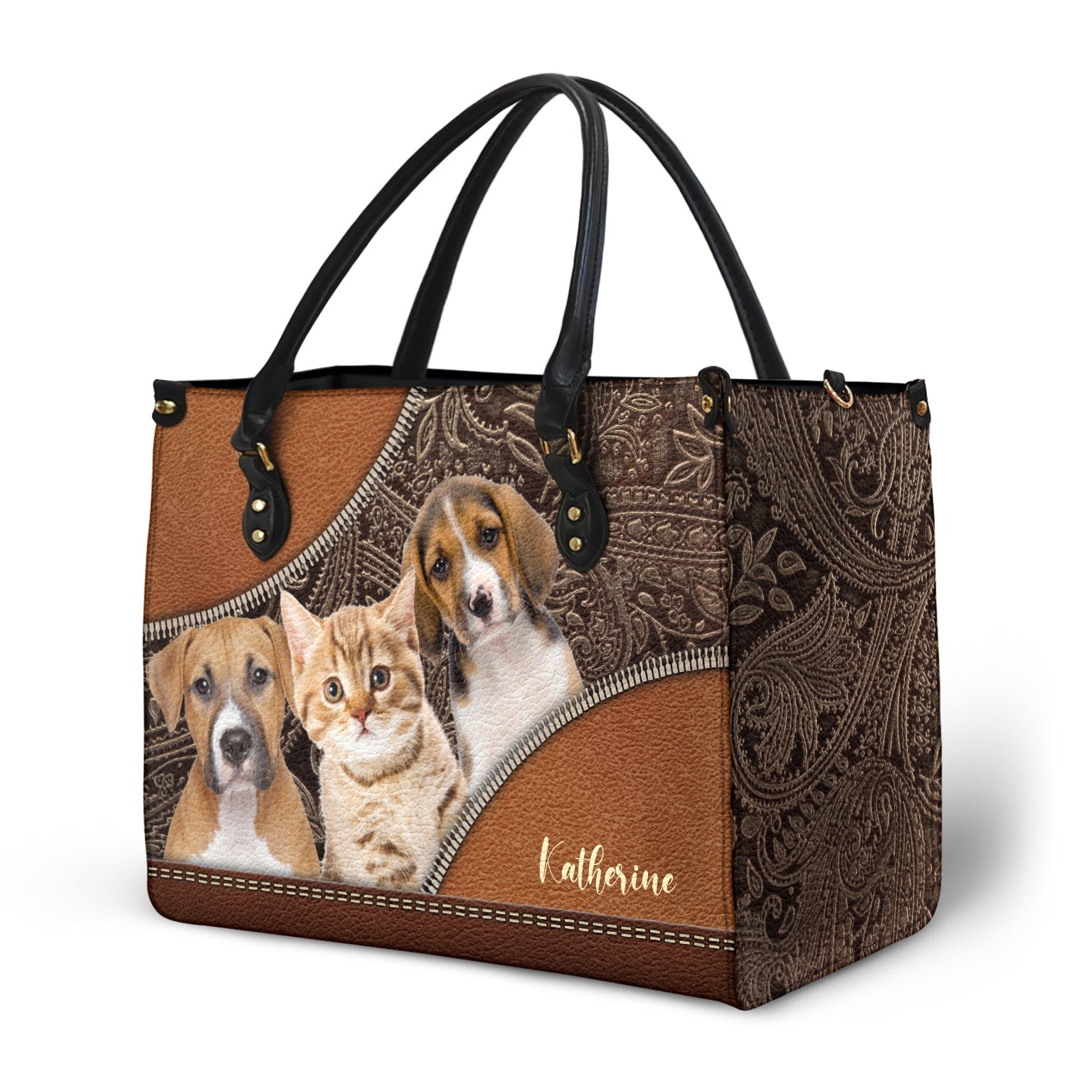 Custom Photo Dog Face - Gift For Pet Lovers - Personalized Leather Bag - Image 3