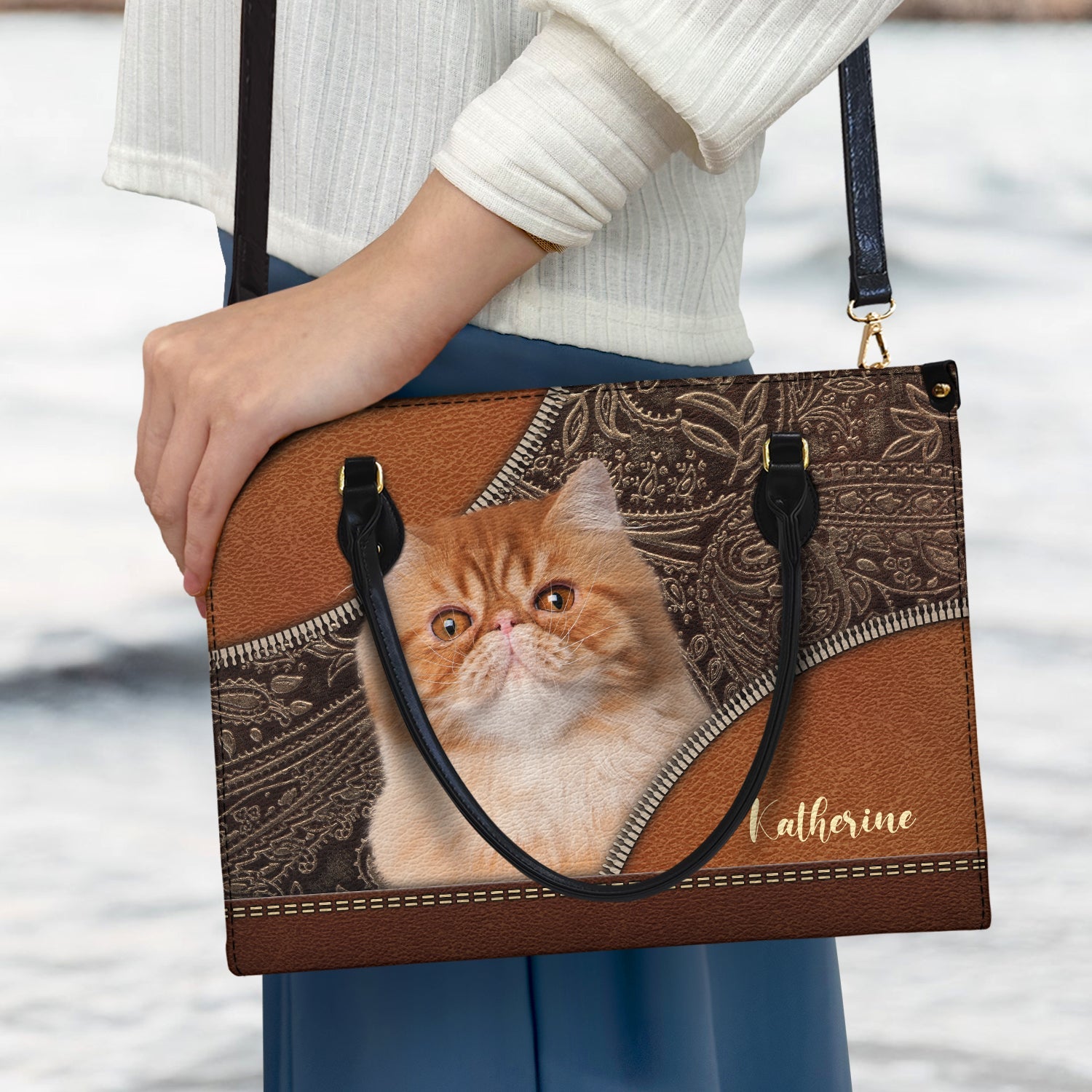Custom Photo Dog Face - Gift For Pet Lovers - Personalized Leather Bag - Image 4
