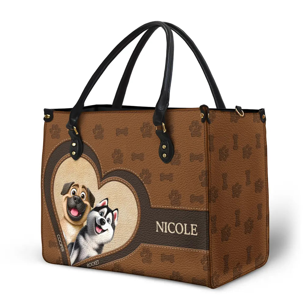 Dog Mom 3D Cute Effect Dog - Personalized Leather Bag - Image 2