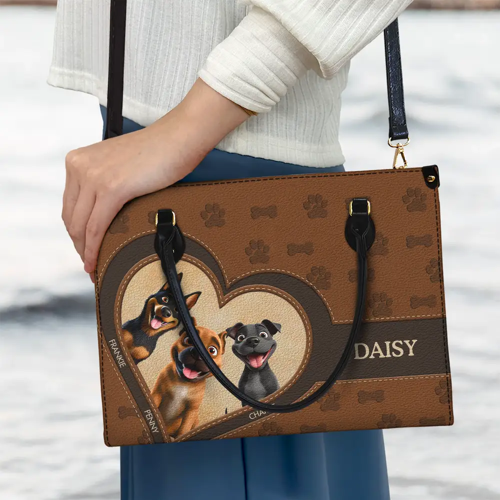 Dog Mom 3D Cute Effect Dog - Personalized Leather Bag - Image 3