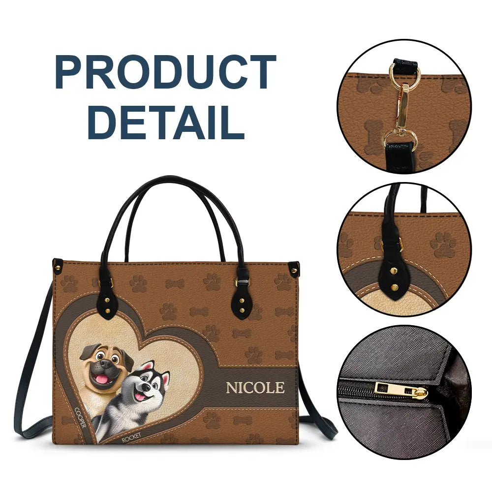 Dog Mom 3D Cute Effect Dog - Personalized Leather Bag - Image 7