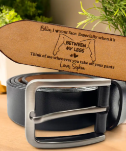 Funny Couple I Love Your Face Especially When It's Between My Legs - Personalized Engraved Leather Belt