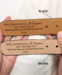Alternative view of Funny Couple Thanks For All The Orgasms - Personalized Engraved Leather Belt