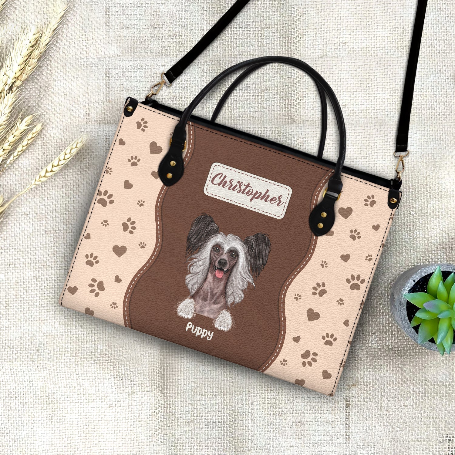 Fur Mom With Love - Gift For Pet Lovers, Pet Mom - Personalized Leather Bag - Image 4