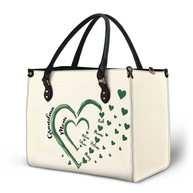 Mom's Grandma's Sweethearts - Gift For Mother, Grandmother - Personalized Leather Bag - Image 2