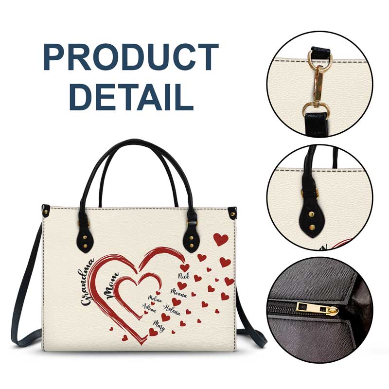 Mom's Grandma's Sweethearts - Gift For Mother, Grandmother - Personalized Leather Bag - Image 6