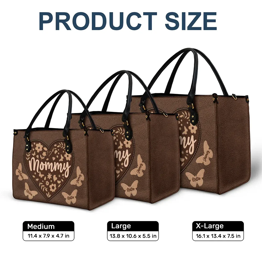 Mommy Grandma Leather Floral - Personalized Leather Bag - Image 6