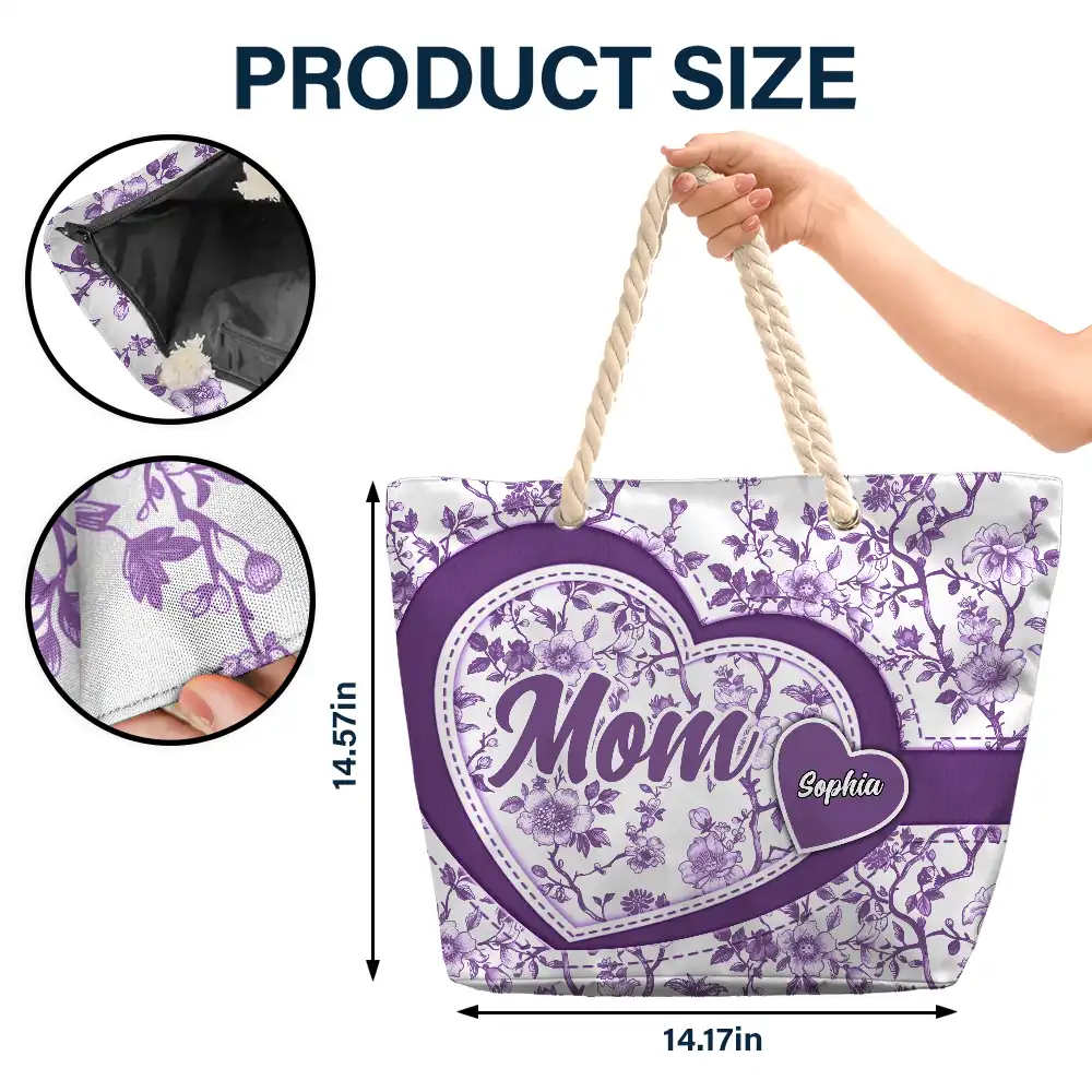 Grandma Mom Toile De Jouy - Personalized Beach Bag - Image 5