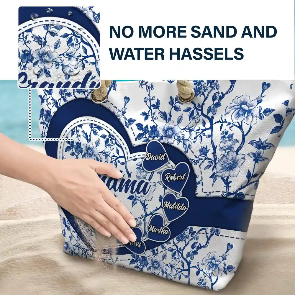 Grandma Mom Toile De Jouy - Personalized Beach Bag - Image 6