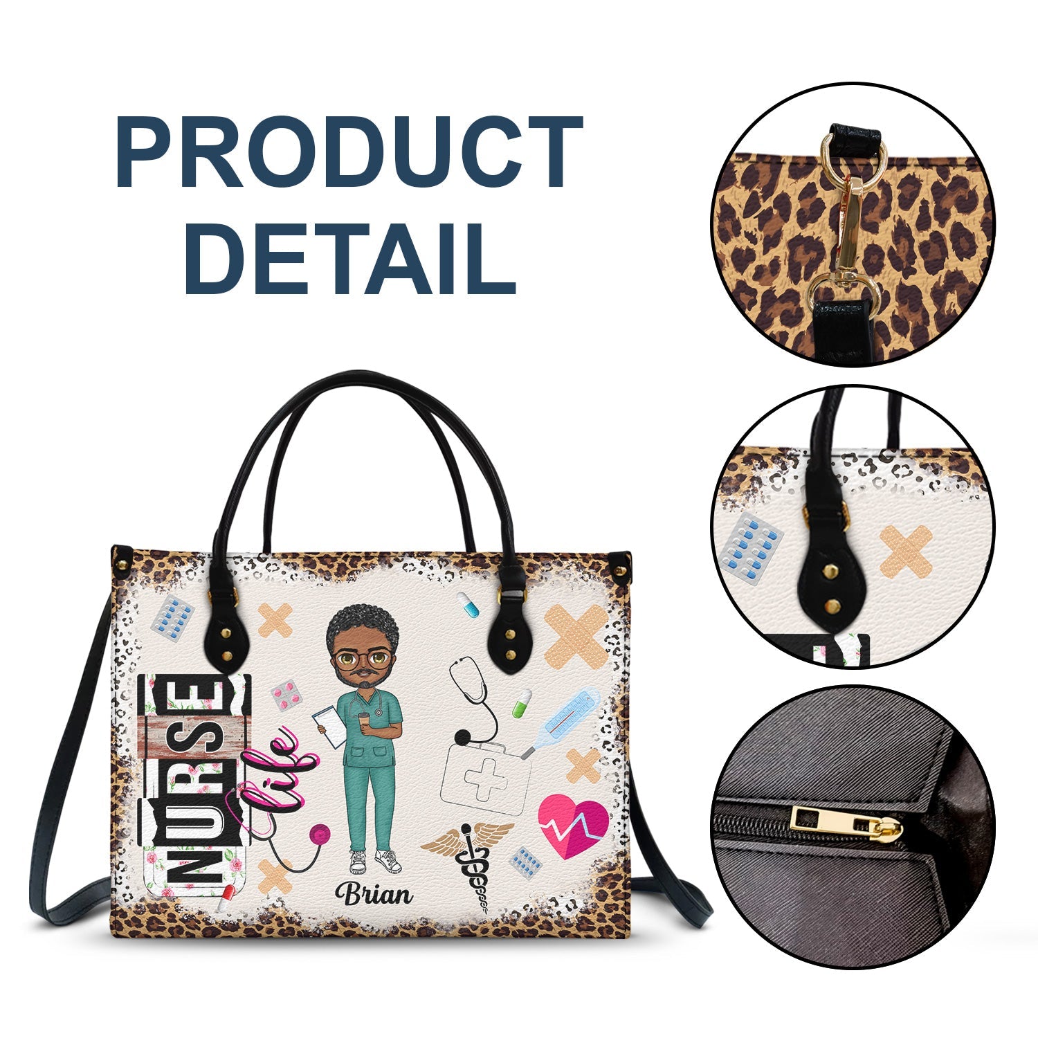 Nurse Life - Gift For Nurse - Personalized Leather Bag - Image 7