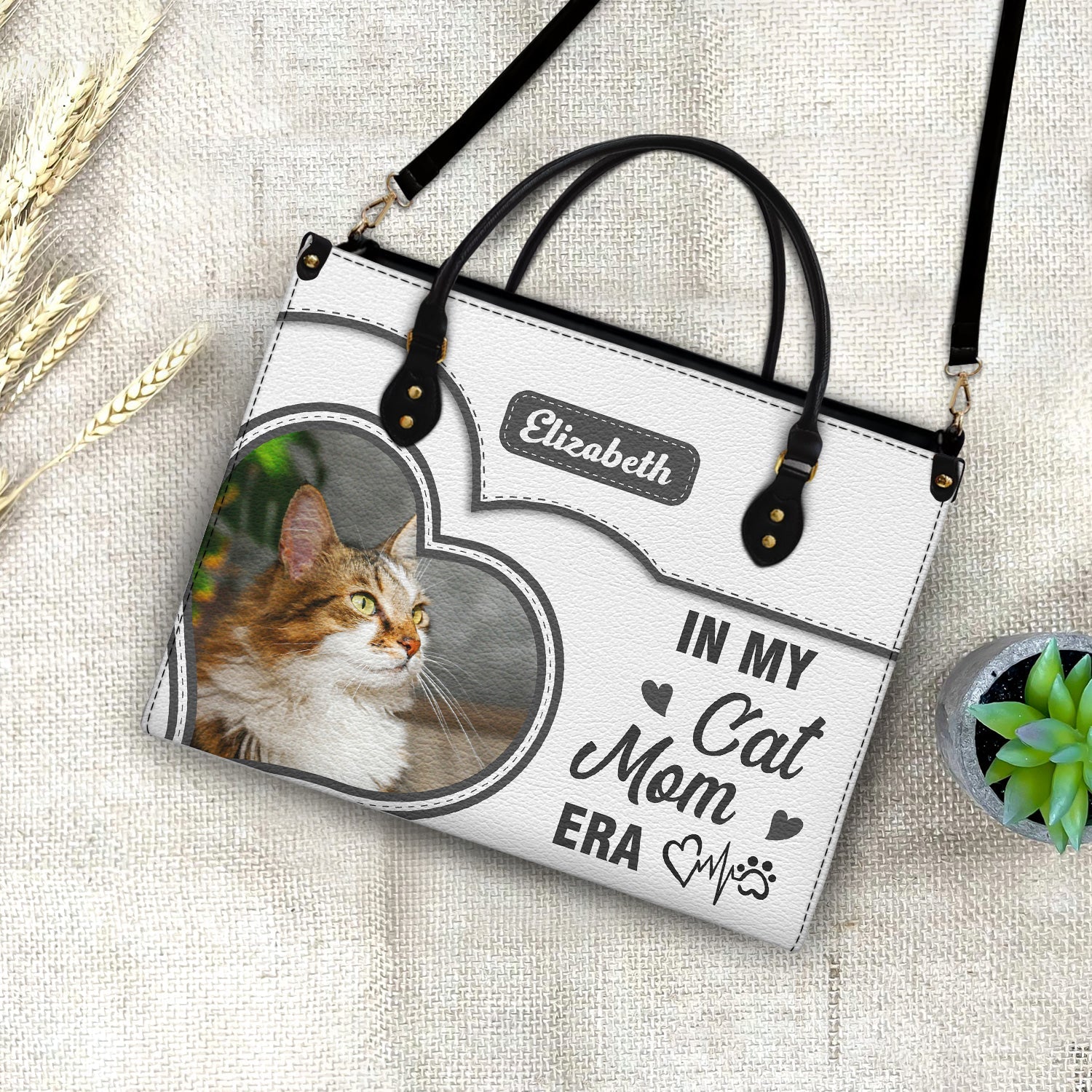 Custom Photo In My Dog Cat Mom Era - Gift For Dog Mom, Cat Mom - Personalized Leather Bag - Image 4