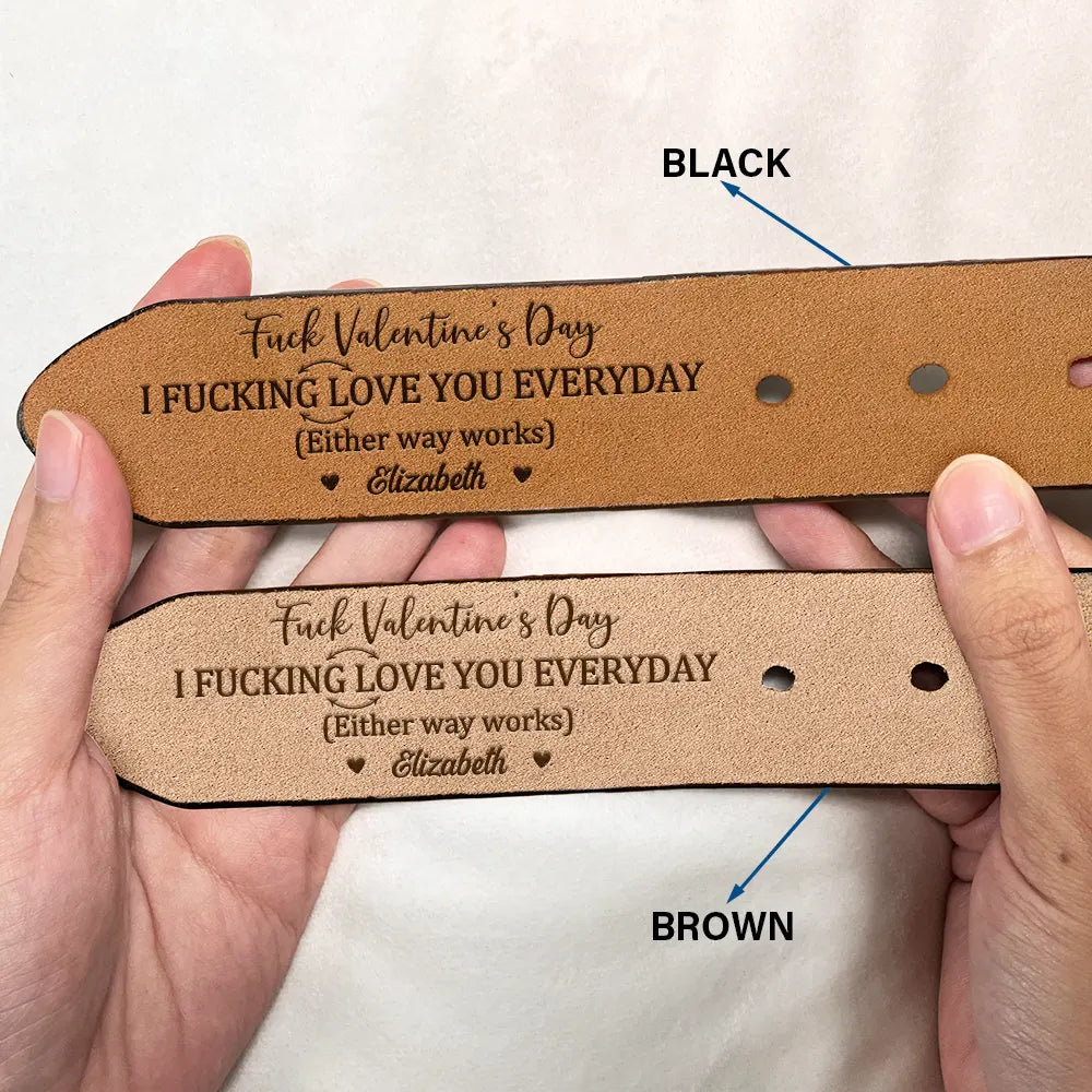 I Love You Everyday Couple - Personalized Engraved Leather Belt - Image 2