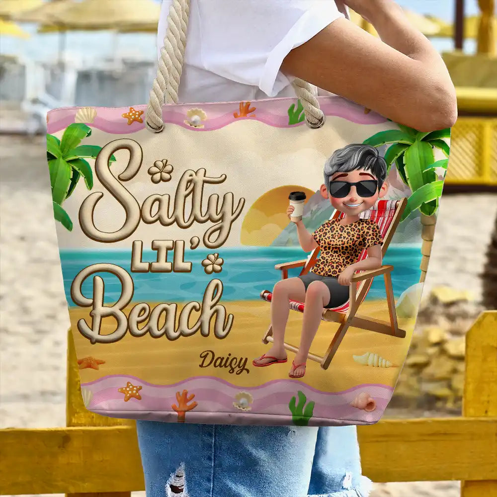 Just A Girl Who Loves Beaches Cartoon - Personalized Beach Bag - Image 3