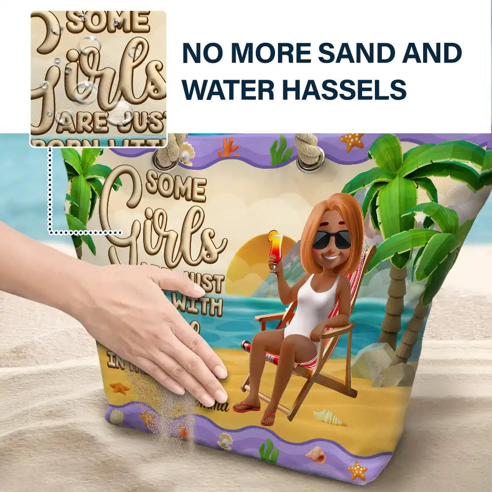 Just A Girl Who Loves Beaches Cartoon - Personalized Beach Bag - Image 6