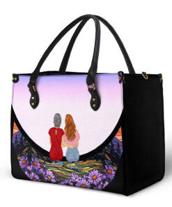 Alternative view of Grandma And Grandkids On The Moon - Personalized Leather Bag