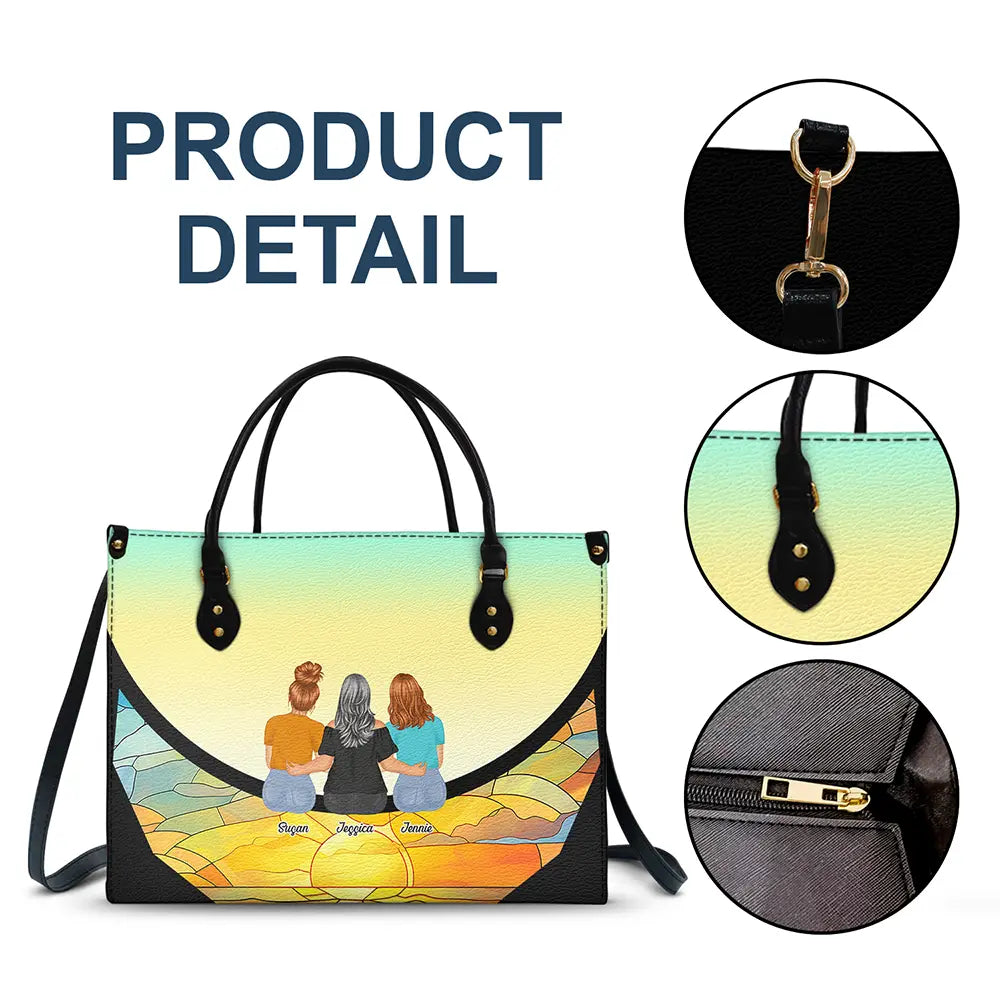 Grandma And Grandkids On The Moon - Personalized Leather Bag - Image 7