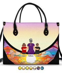 Grandma And Grandkids On The Moon - Personalized Leather Bag