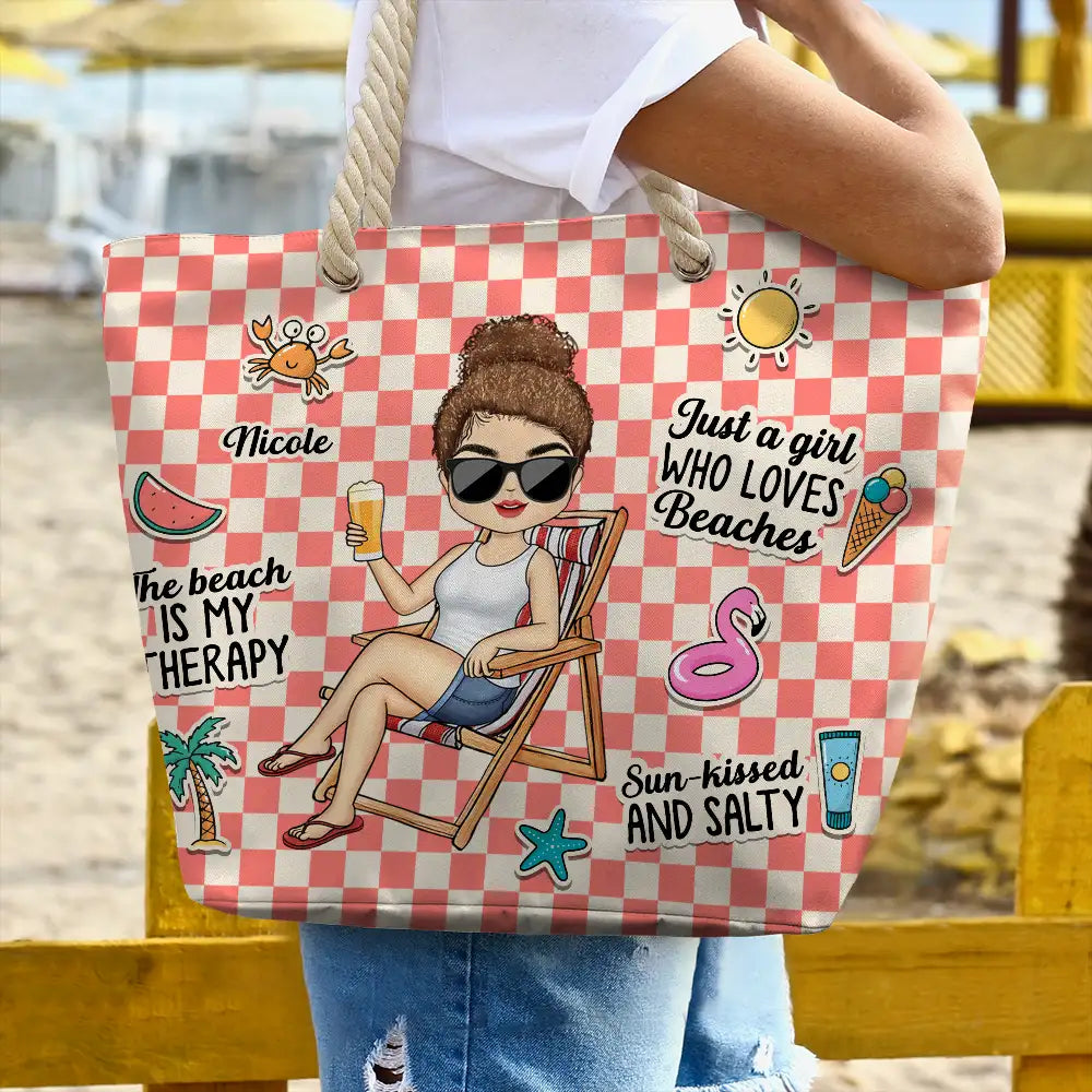 The Beach Is My Therapy - Personalized Beach Bag - Image 3