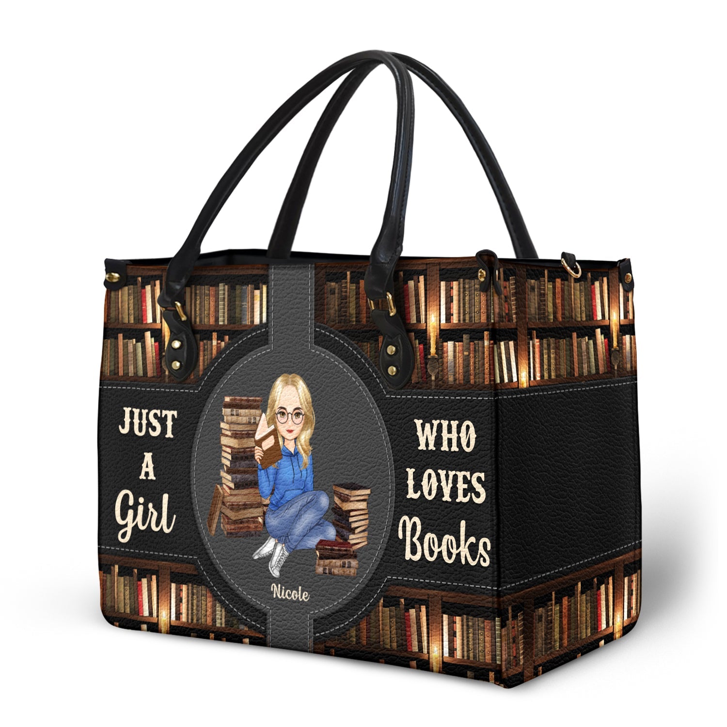 Just A Girl Who Loves Books - Gift For Reading Lovers - Personalized Leather Bag - Image 2