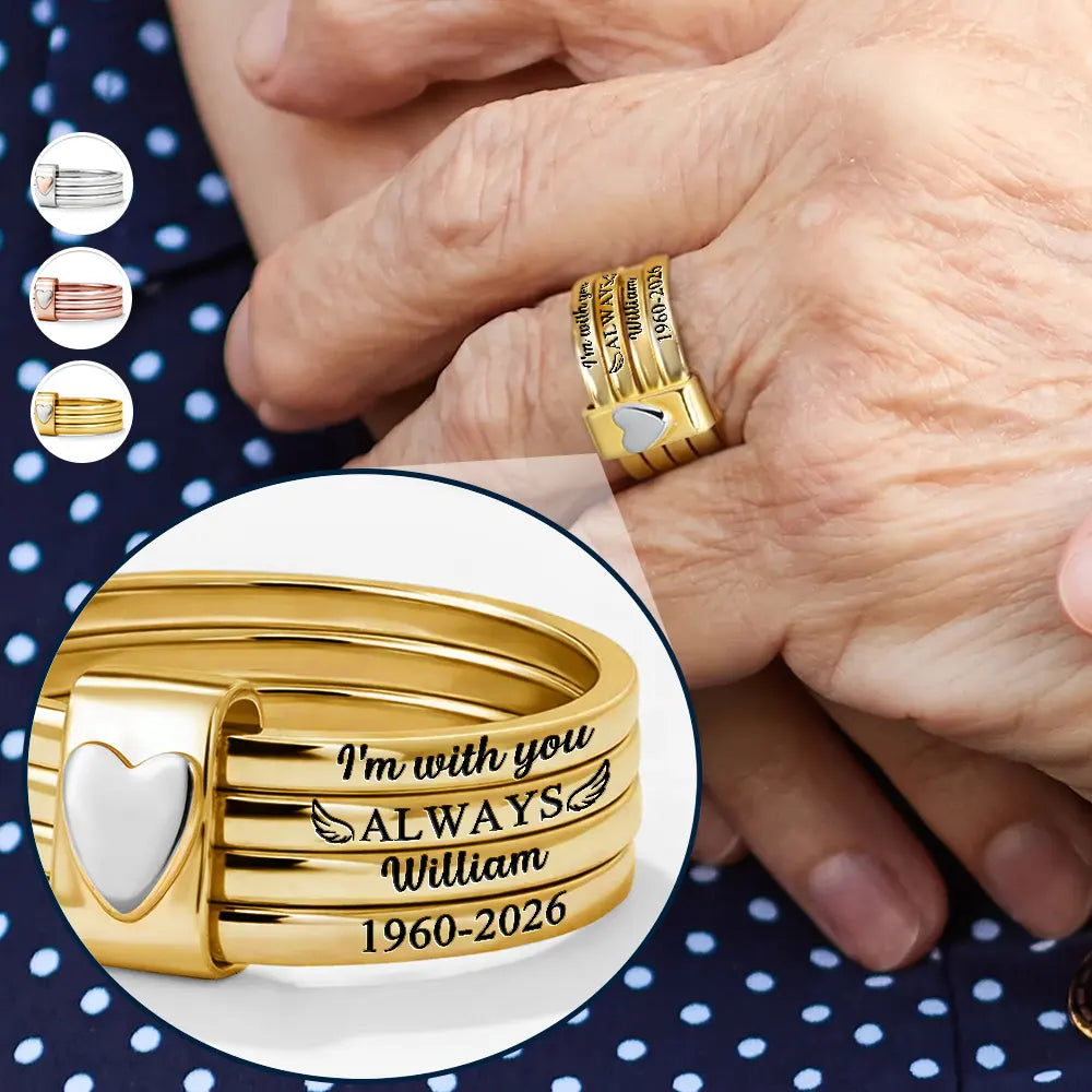 Memorial I'm With You Always - Personalized Heart Stacking Rings
