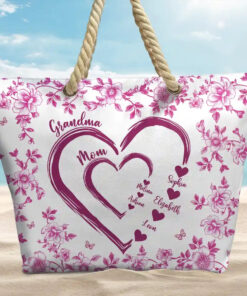Alternative view of Mom Grandma Sweethearts Toile - Personalized Beach Bag