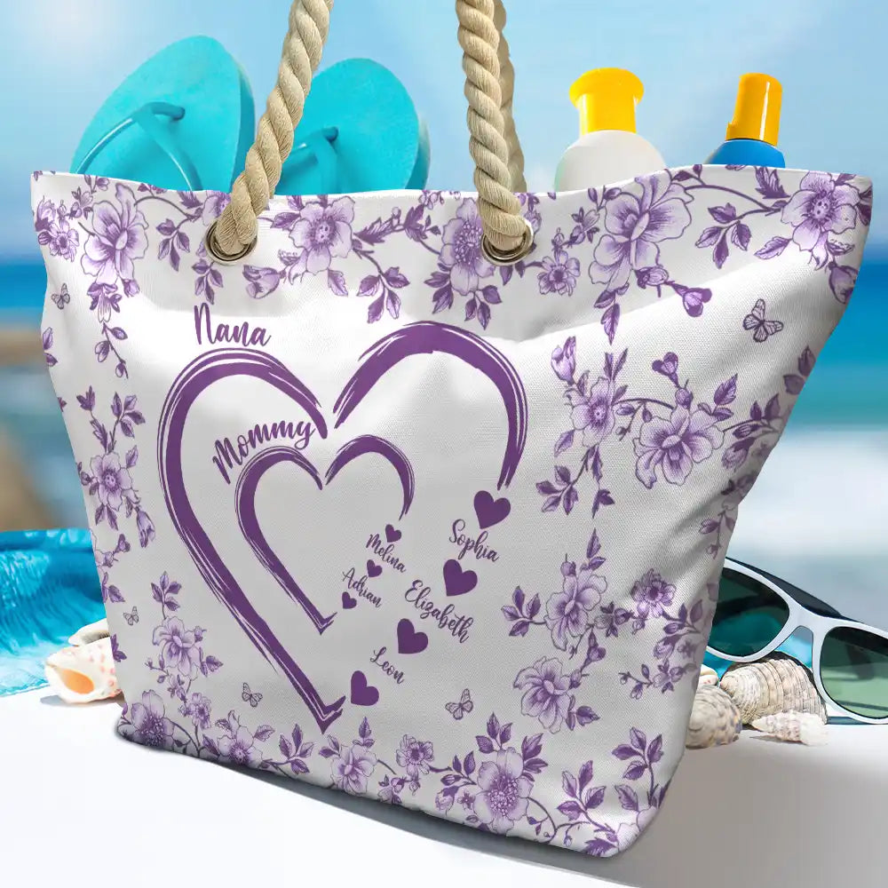 Mom Grandma Sweethearts Toile - Personalized Beach Bag - Image 4