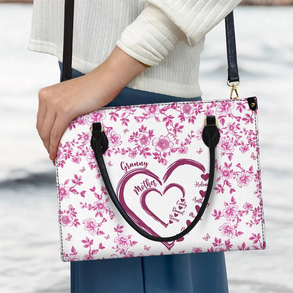 Mom Grandma Sweethearts Toile - Personalized Leather Bag - Image 3