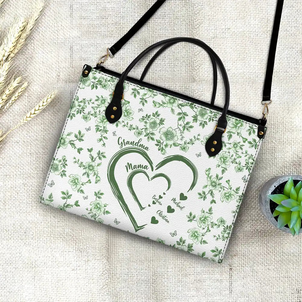 Mom Grandma Sweethearts Toile - Personalized Leather Bag - Image 4