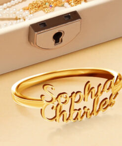 Alternative view of Multiple Stacked Names - Personalized Custom Shaped Ring
