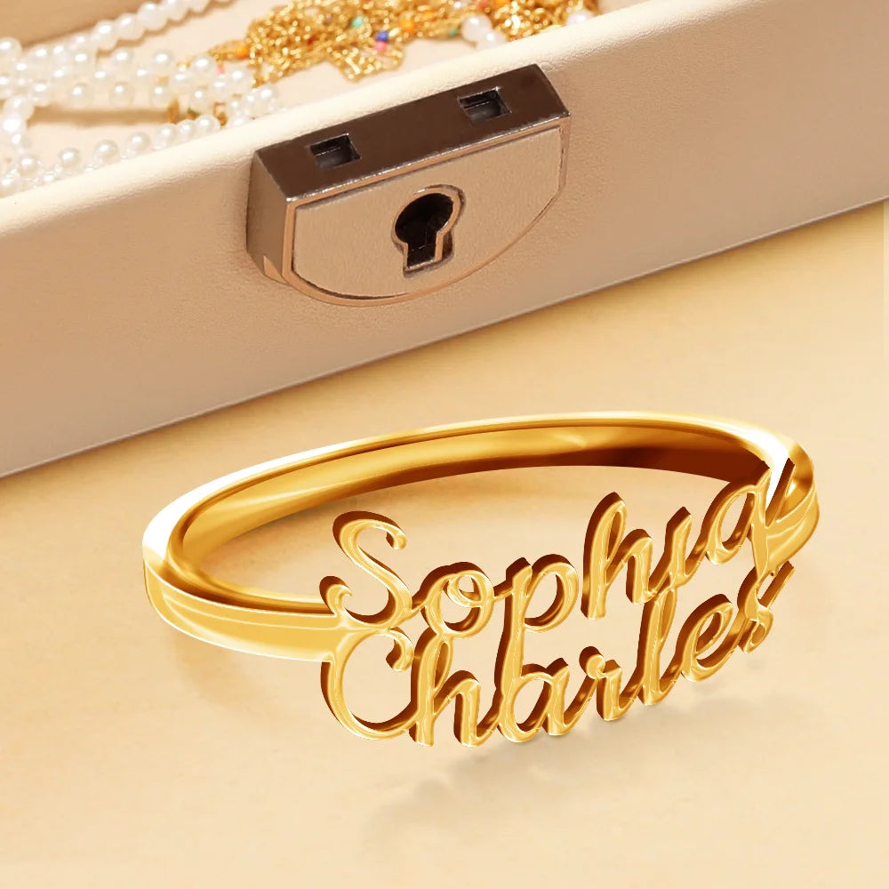 Multiple Stacked Names - Personalized Custom Shaped Ring - Image 2