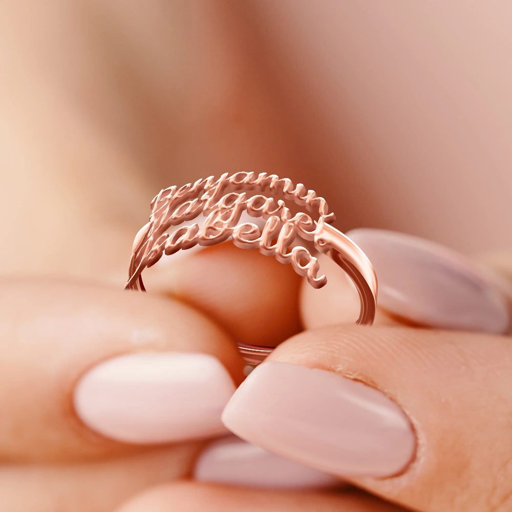 Multiple Stacked Names - Personalized Custom Shaped Ring - Image 3