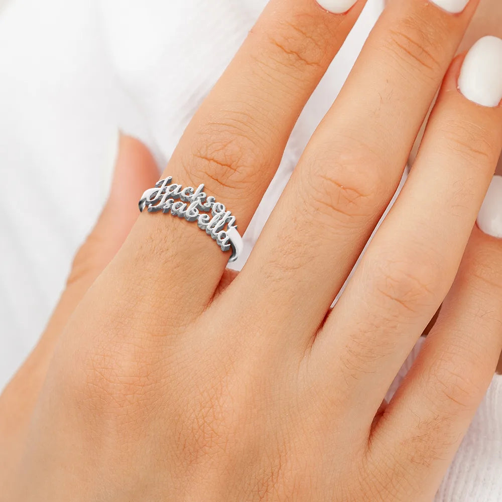 Multiple Stacked Names - Personalized Custom Shaped Ring - Image 4