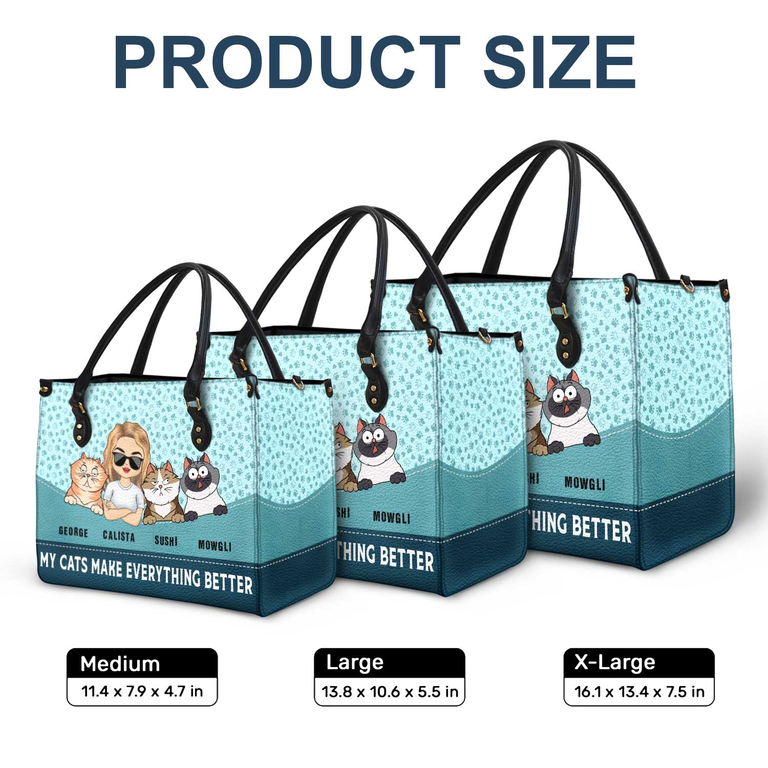 Cats Make Everything Better - Birthday, Loving Gift For Cat Moms, Cat Lovers - Personalized Leather Bag - Image 6