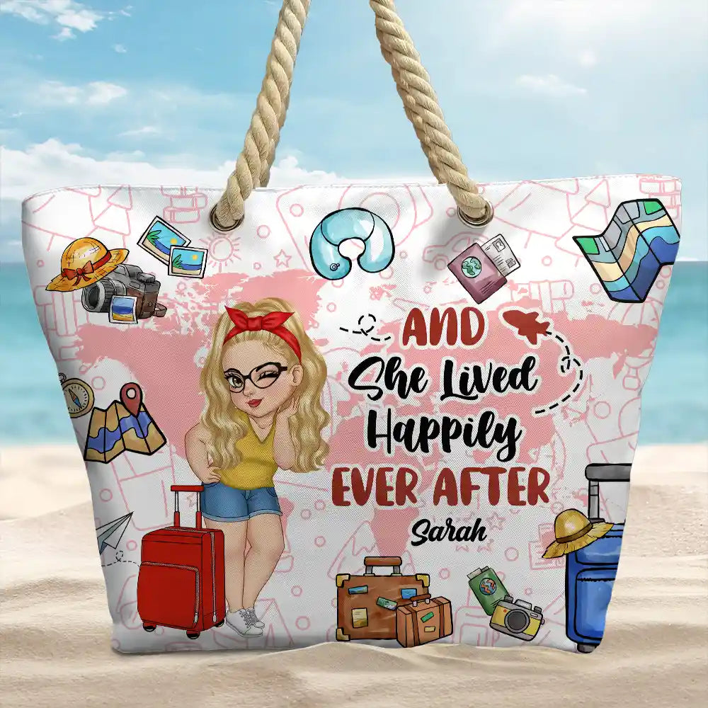 Travel Is My Therapy - Personalized Beach Bag - Image 2