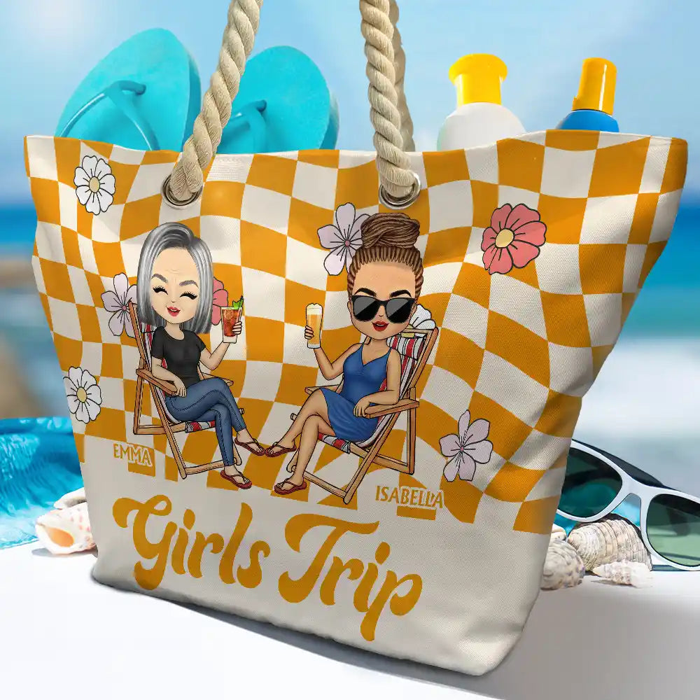 Girls Trip Besties For The Resties Chibi - Personalized Beach Bag - Image 4