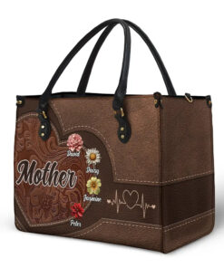 Alternative view of Grandma Mom Kids Birth Flowers Blooming In Love - Personalized Leather Bag